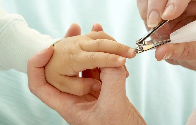 To cut the nails to a child